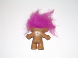 Vintage Russ Treasure Troll Doll with Pink/Purple/Fuschia Hair: 3 Inches Tall