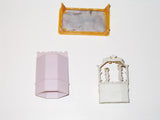 Lot of 3 Blue-Box Doll House Furniture Pieces  Bathtub, Vanity Table, and Table